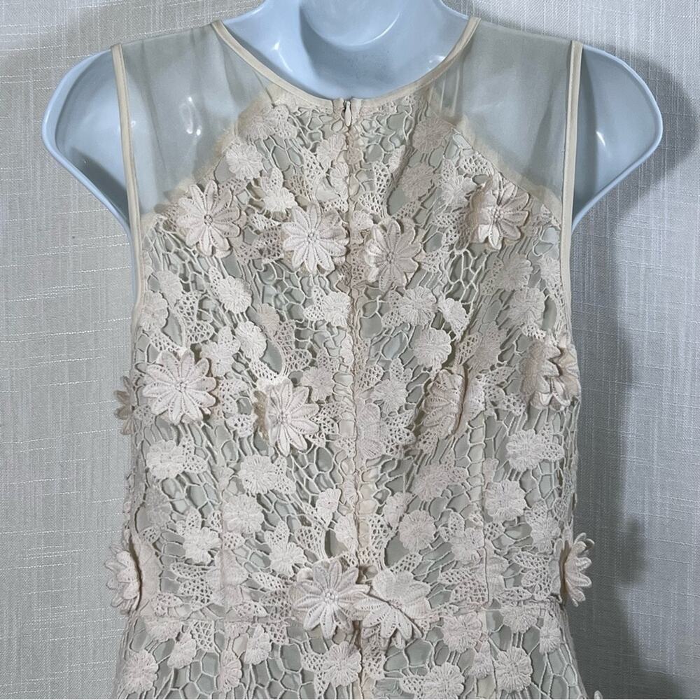 Urban Outfitters Thistlepearl Crochet Floral Cream Boho Mini Dress Size 4 - Picture 11 of 16